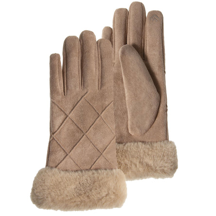 Gants Femme Beige suédine tactiles