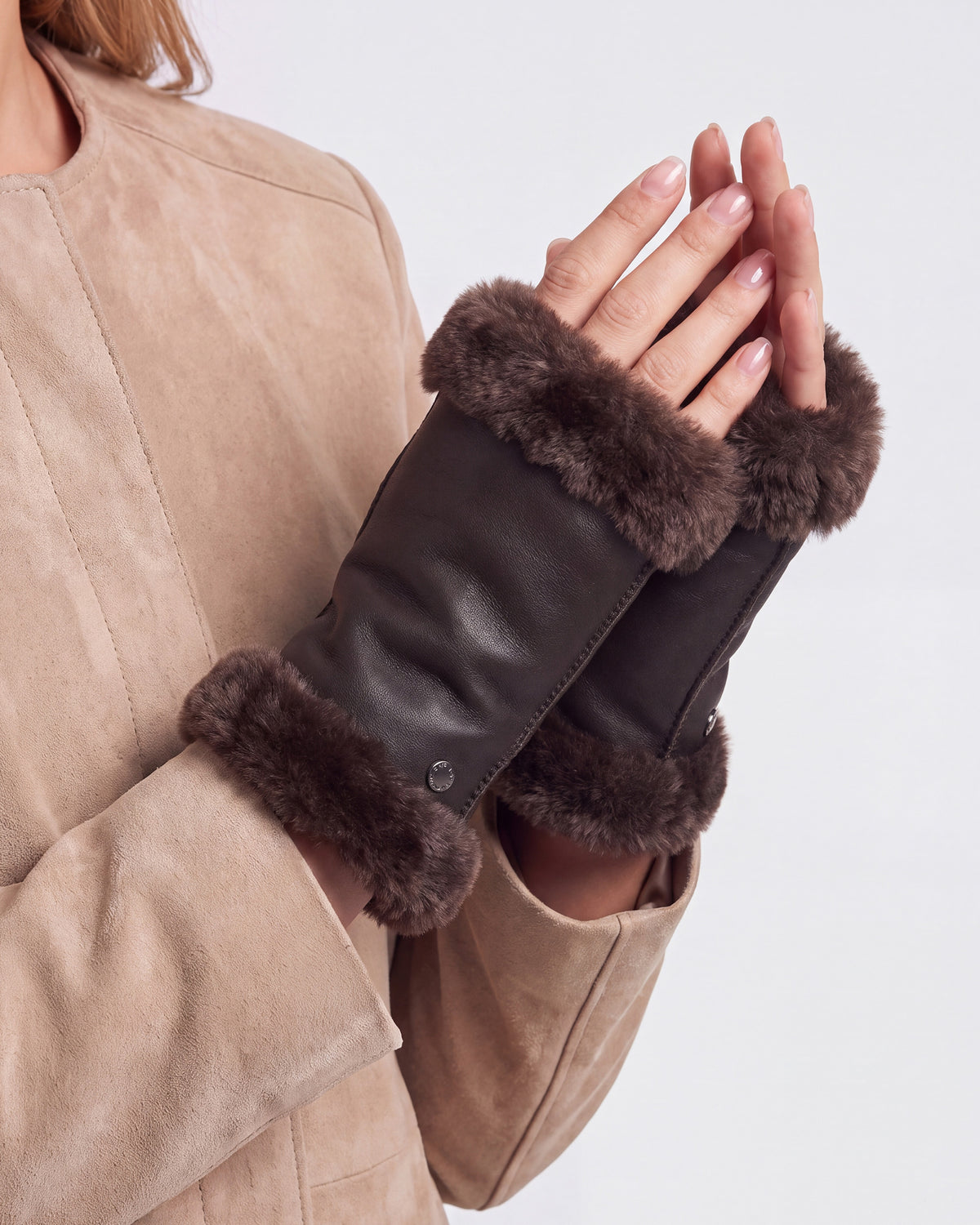 Mitaines Femme cuir d’agneau Marron