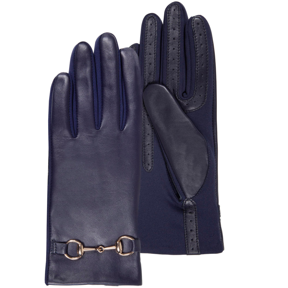 Gants Femme tactiles cuir de mouton Marine - Isotoner