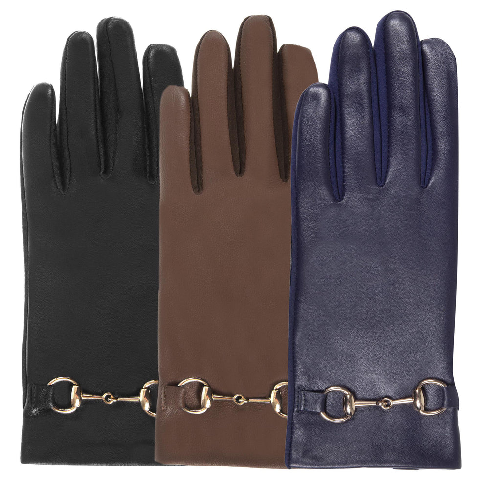 Gants Femme tactiles cuir de mouton Marine - Isotoner