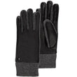Gants Femme tactiles cuir d'agneau/maille Noir