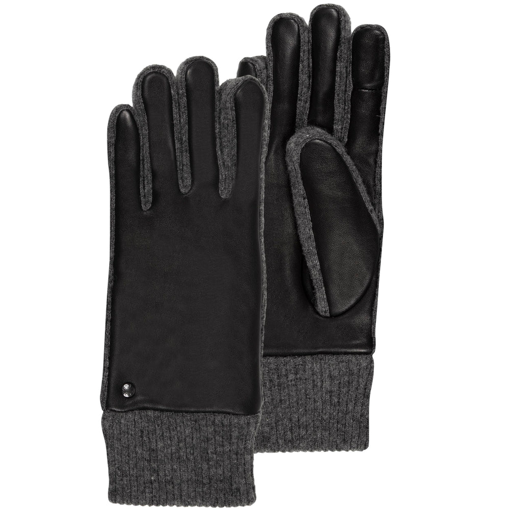 Gants Femme tactiles cuir agneau/maille Noir - Isotoner