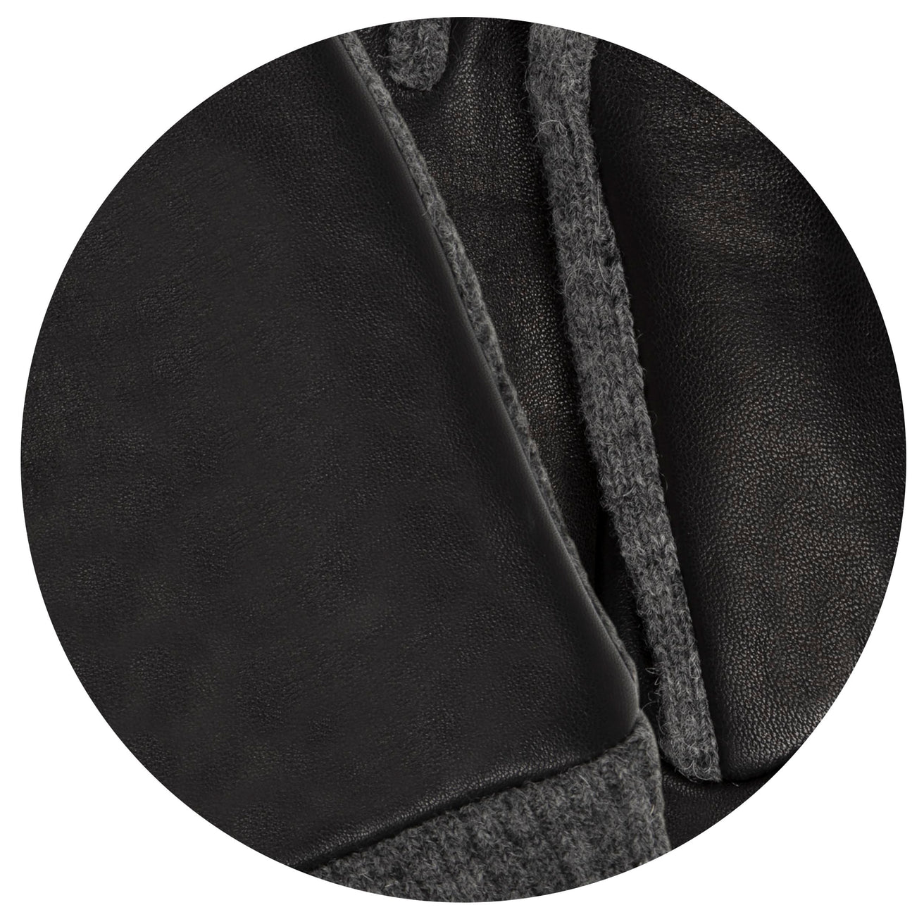 Gants Femme tactiles cuir d'agneau/maille Noir