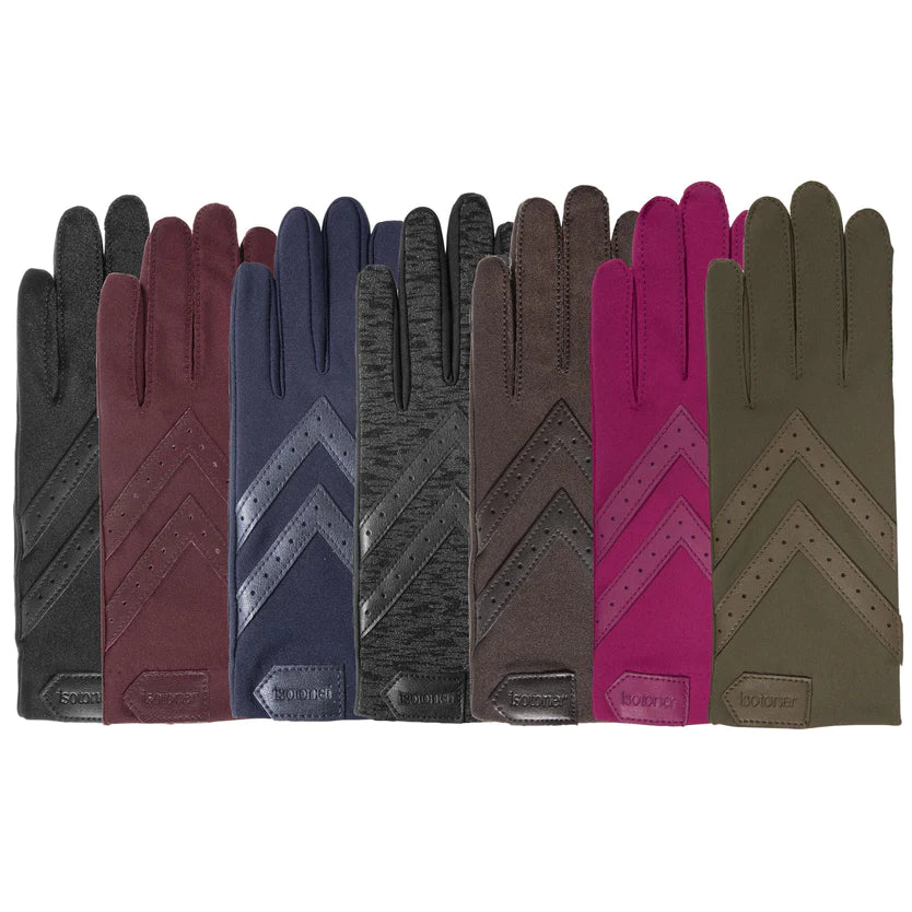 Gants Femme tissu extensible recyclé Noir - Isotoner
