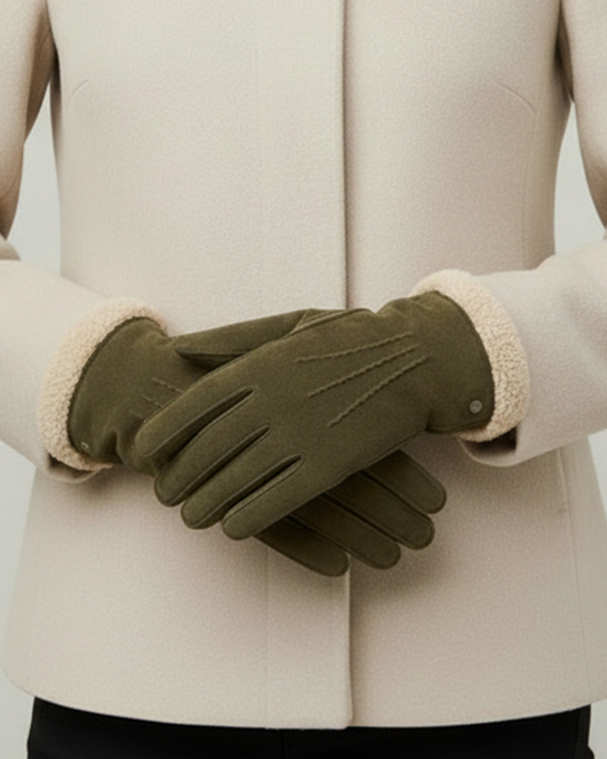 Gants Femme cuir velours fourrés Olive