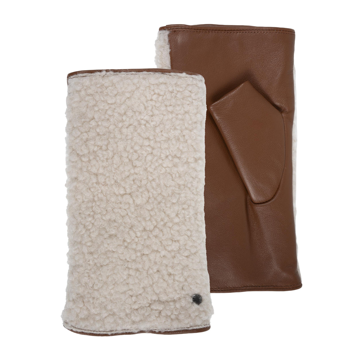 Mitaines Femme Cuir Sherpa/Cognac
