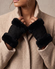 Mitaines Femme cuir chaud Noir