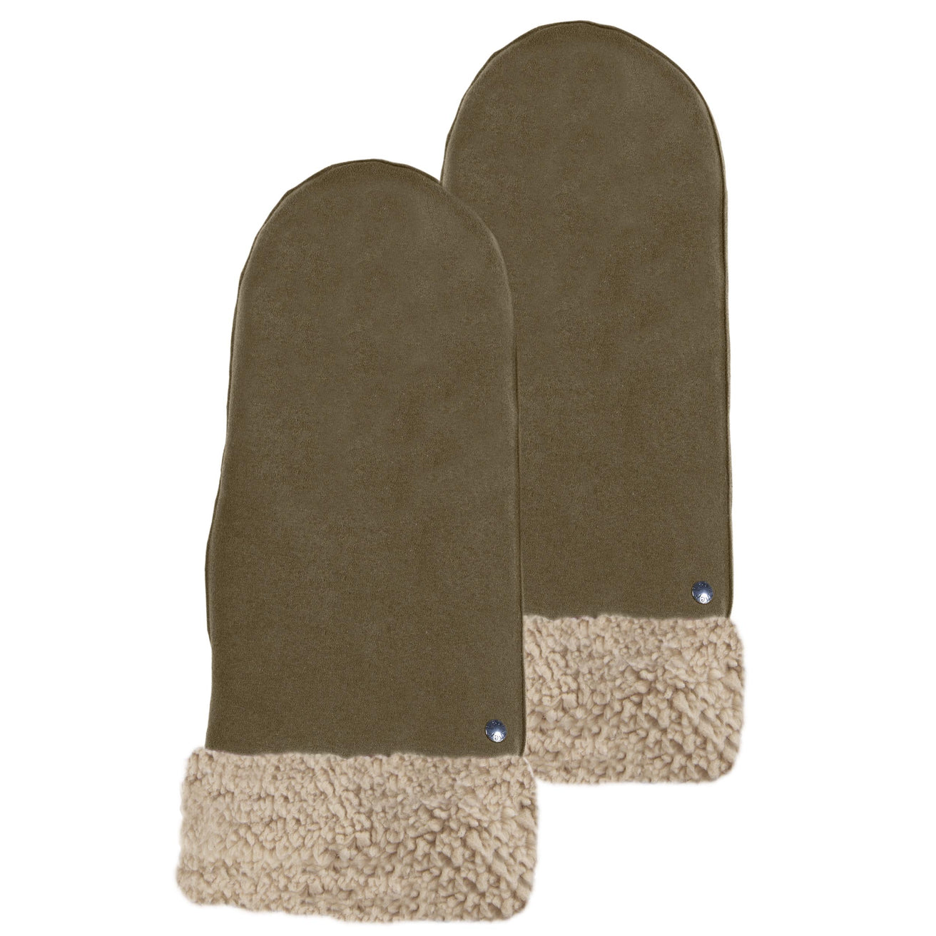 Moufles Femme en cuir imitation fourrure Olive