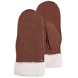 Moufles Femme en cuir imitation fourrure Cognac