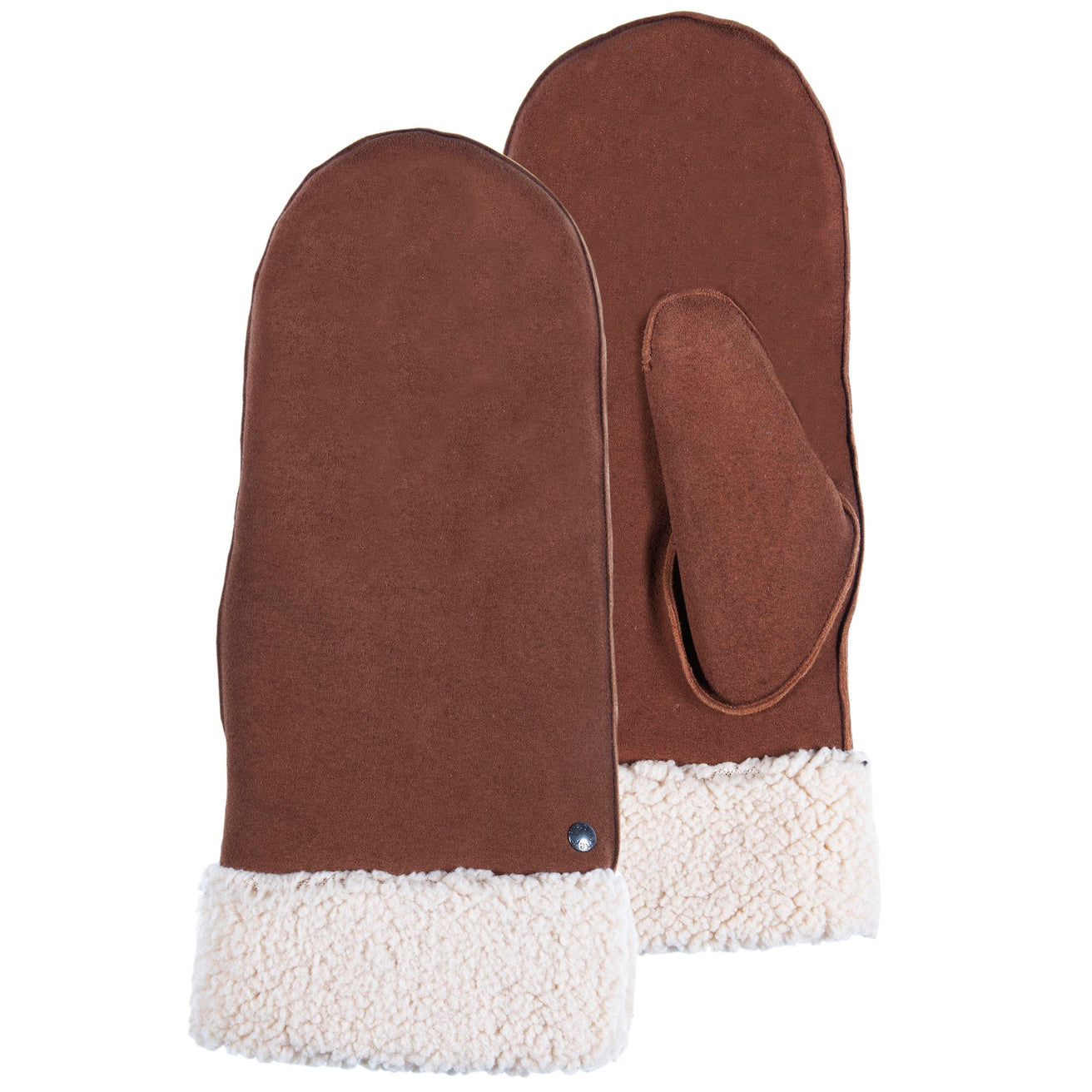 Moufles Femme en cuir imitation fourrure Cognac