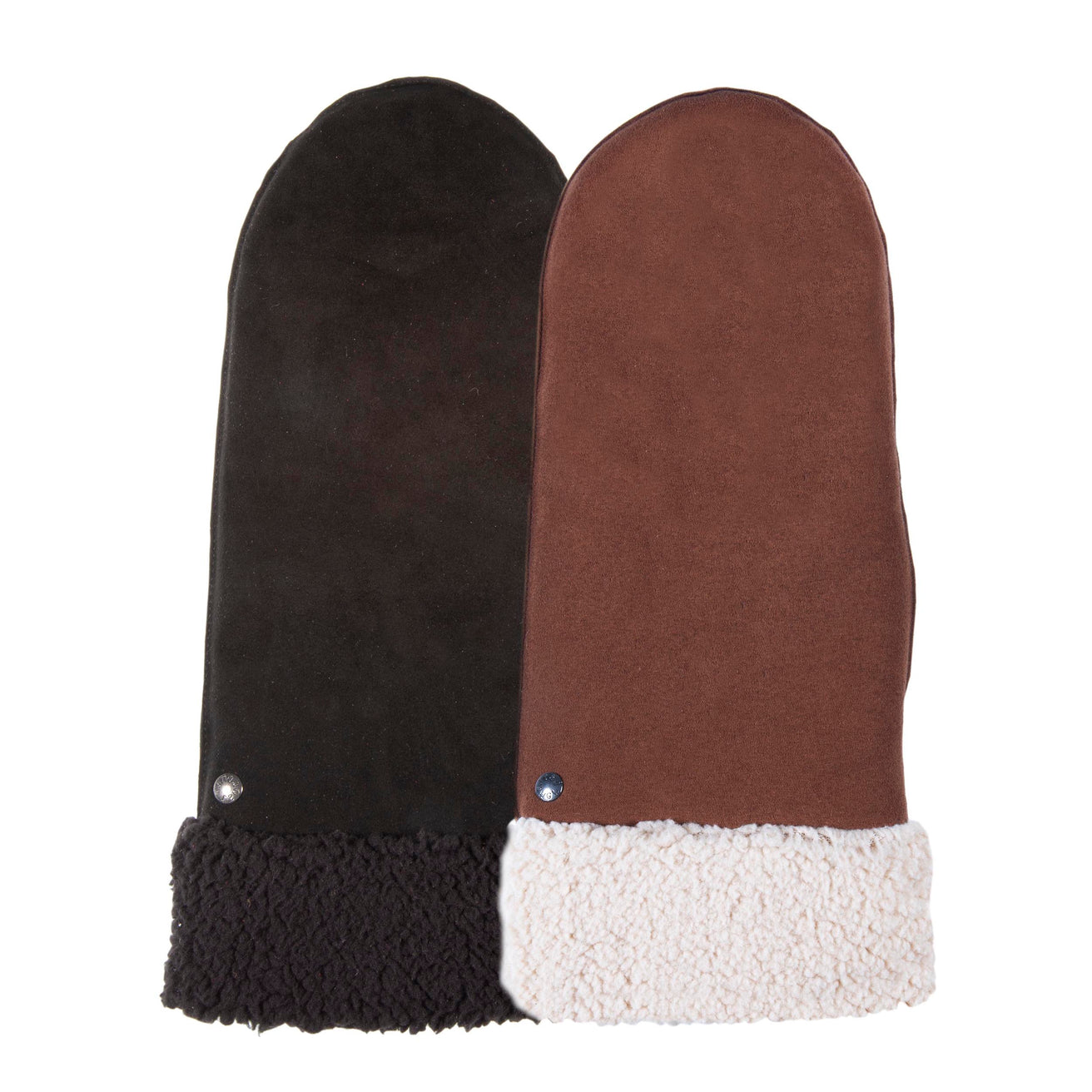 Moufles Femme en cuir imitation fourrure Noir
