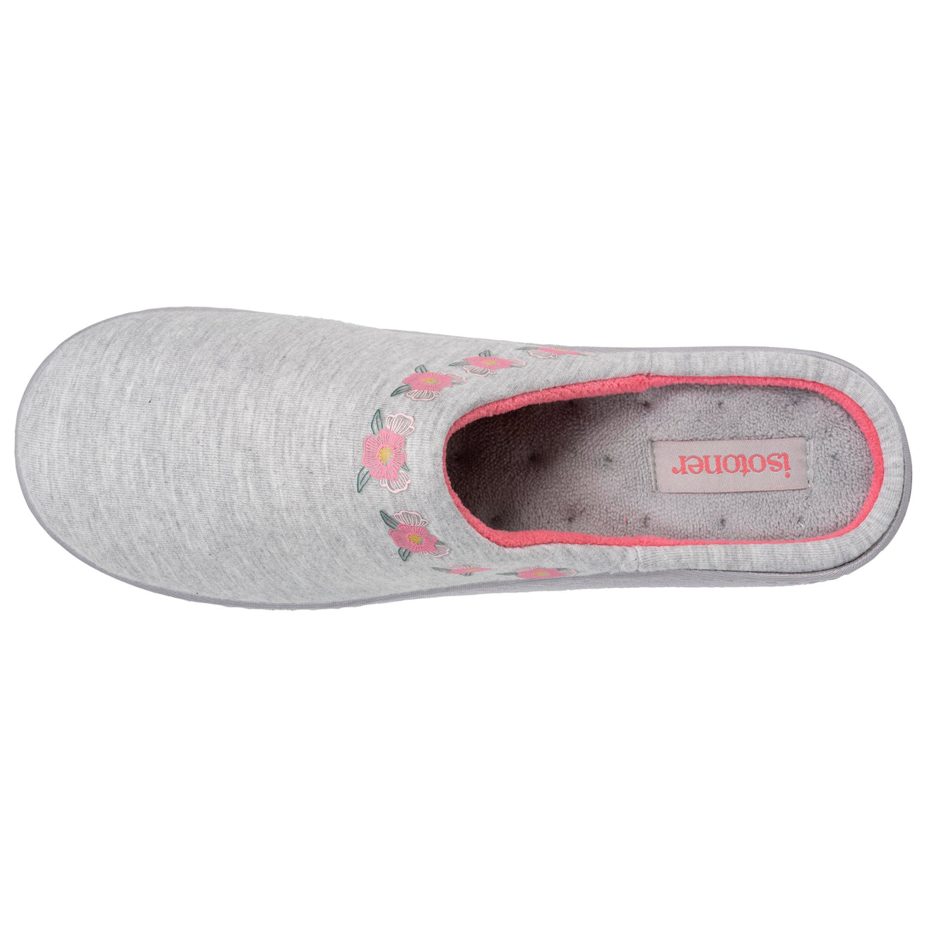Chaussons mules Femme Fleurs Gris clair