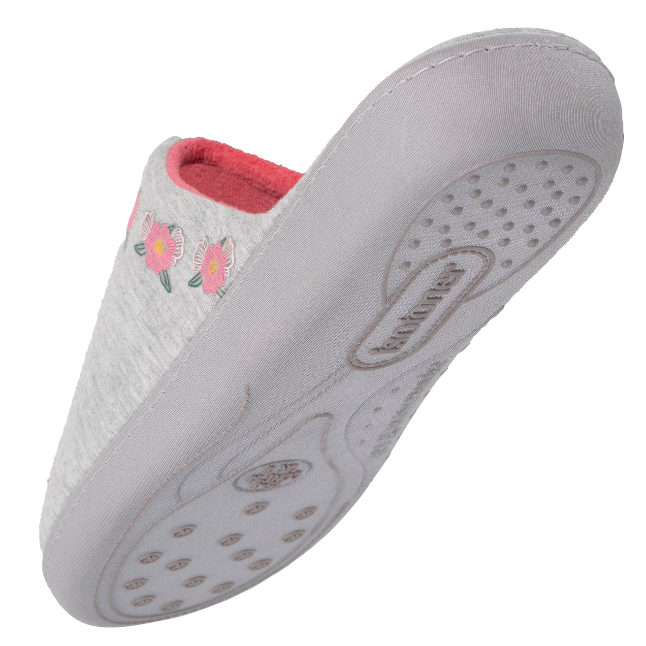Chaussons mules Femme Fleurs Gris clair