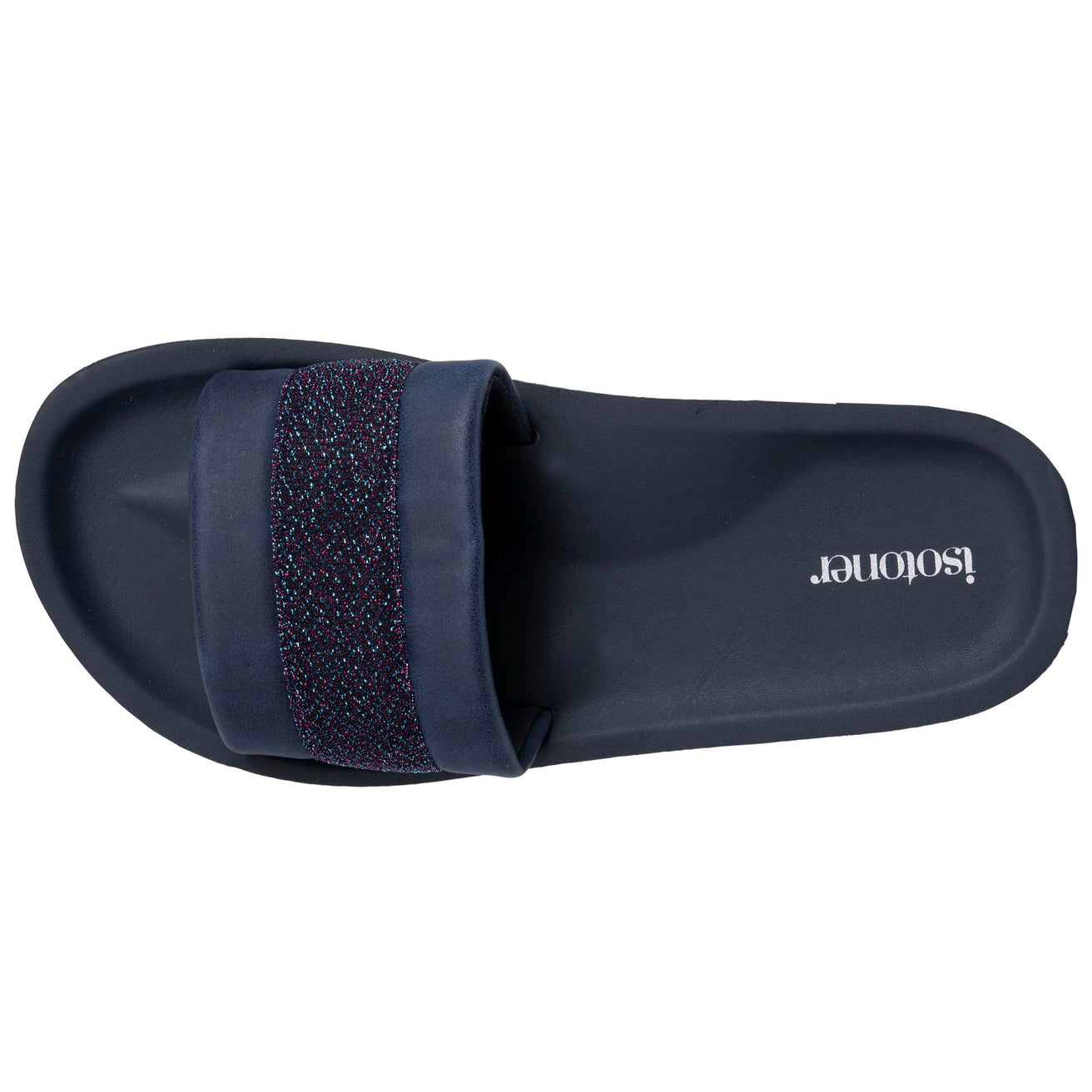 Mules chancletas Mujer moldeadas Marino purpurina
