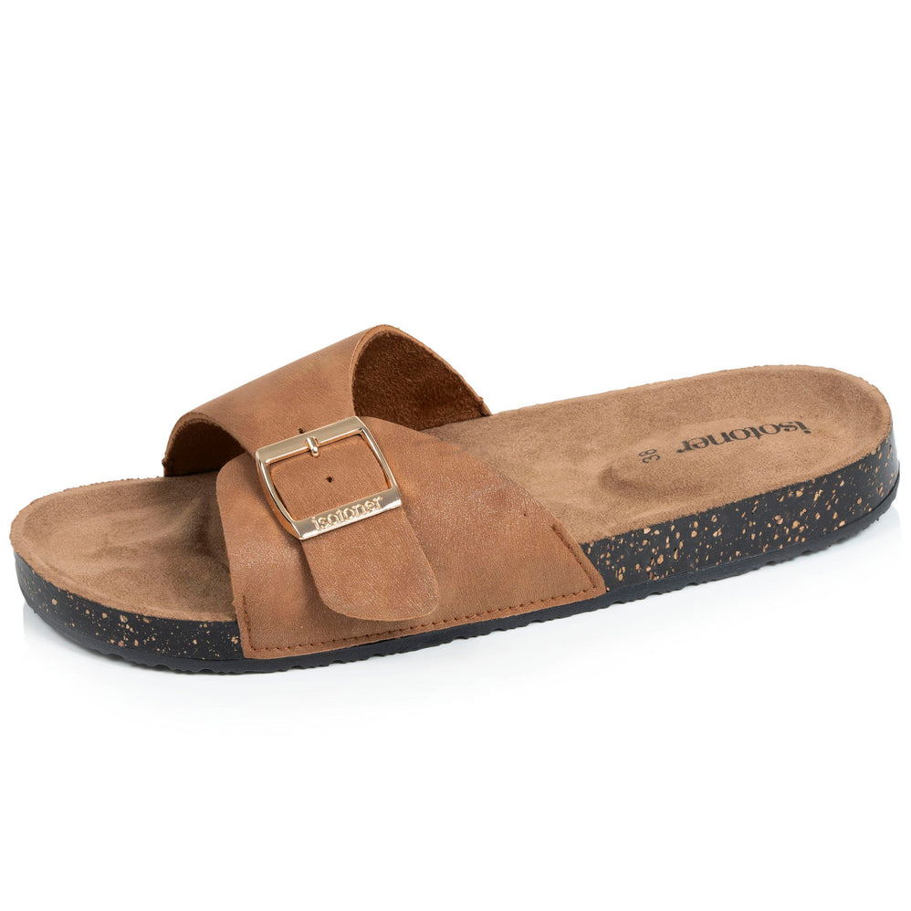 Mules Sandales Femme simple bride Camel - Isotoner