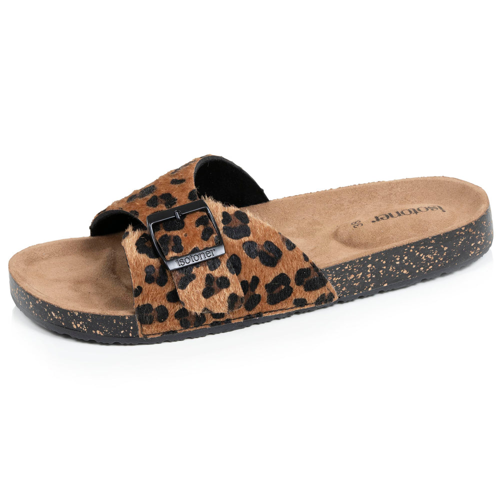Mules Sandales Femme simple bride Léopard - Isotoner