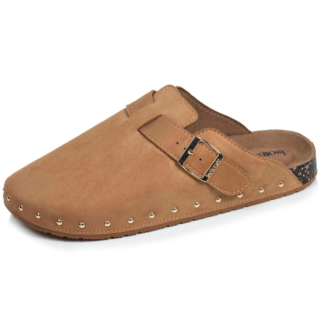 Zuecos Mujer Camel tachuelas
