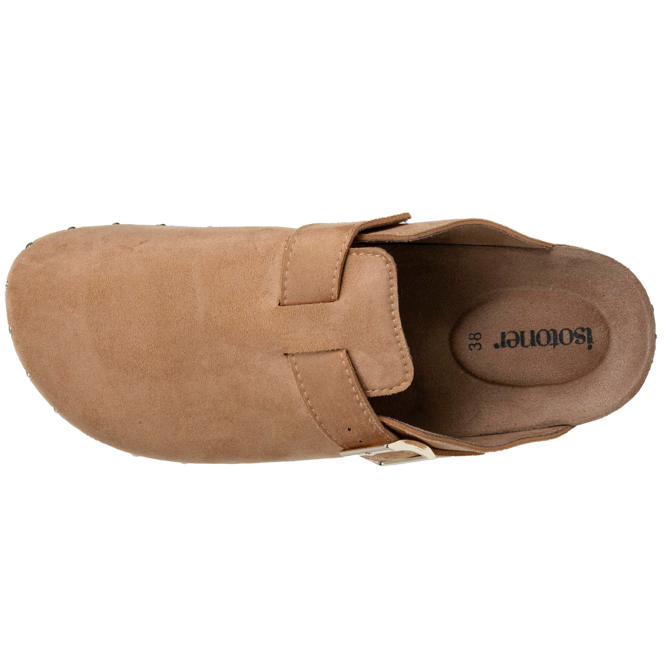 Zuecos Mujer Camel tachuelas