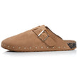 Zuecos Mujer Camel tachuelas