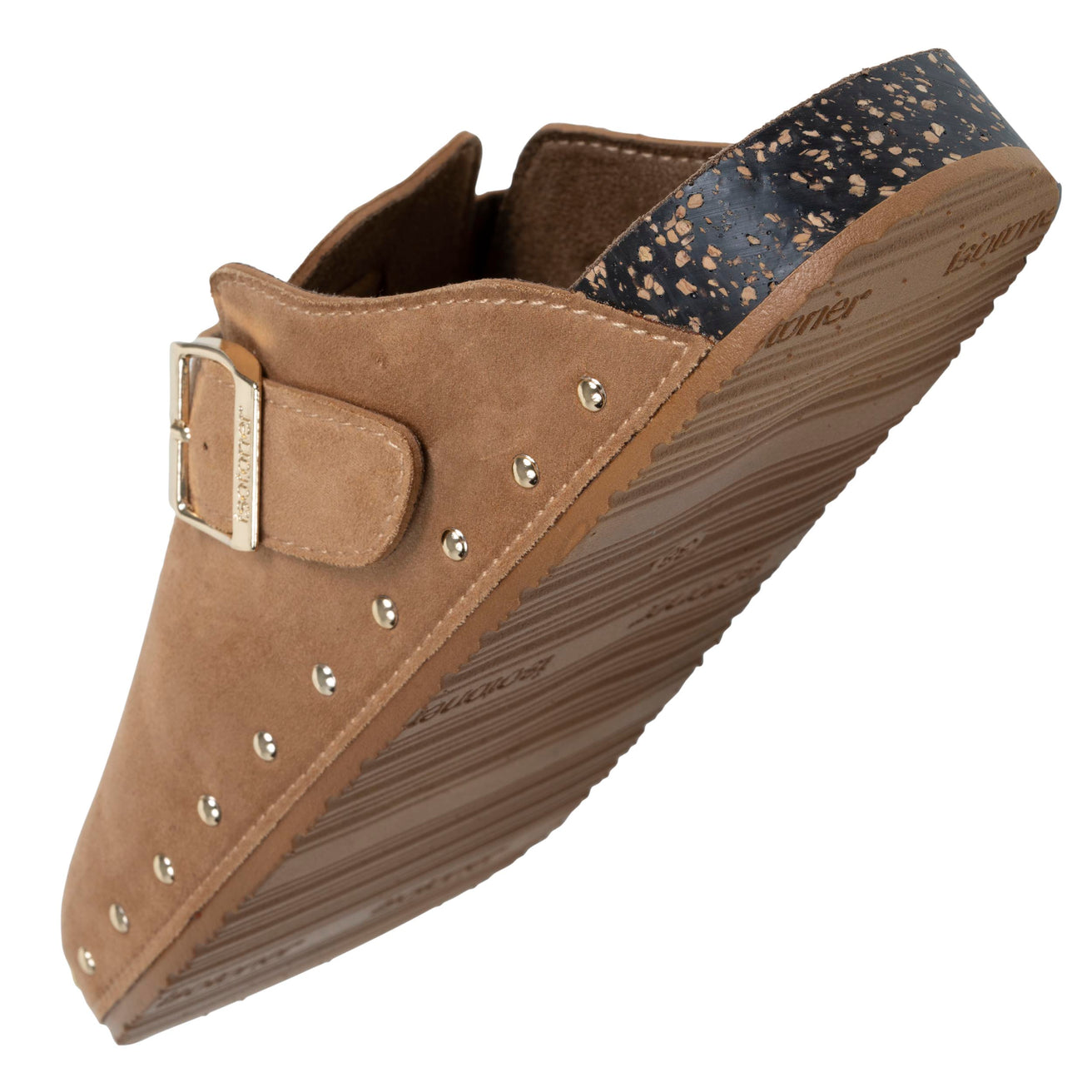 Zuecos Mujer Camel tachuelas