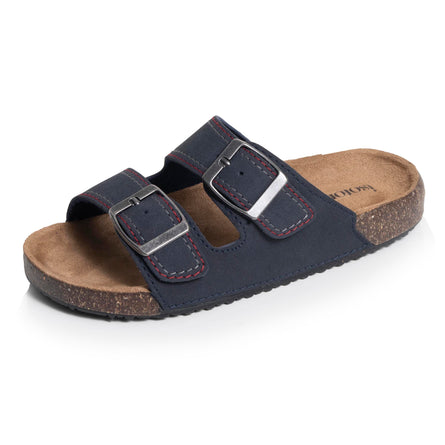 Mules sandales Enfant double bride Marine surpiqûres - Isotoner