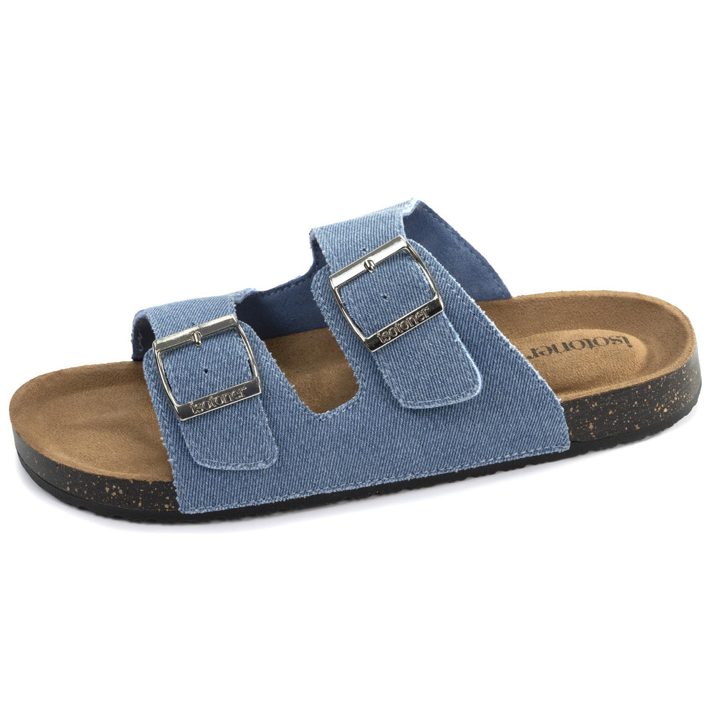 Mules sandalias Mujer Doble Correa Azul - Isotoner