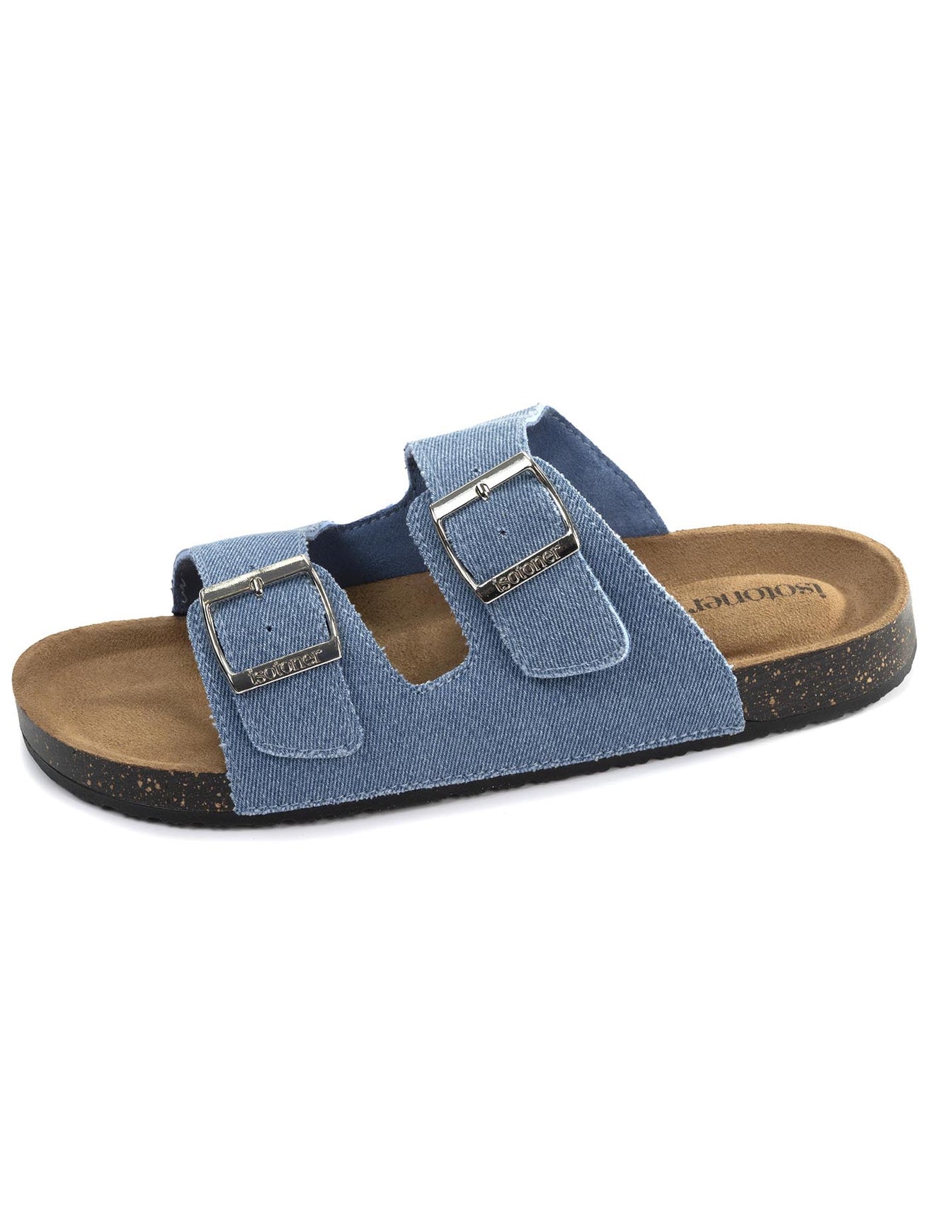 Mules sandales Femme Double Bride Bleu