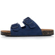 Mules sandalias Mujer Doble Correa cuero Azul oscuro