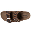 Mules sandales Femme Double Bride cuir camel Léopard