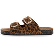 Mules sandales Femme Double Bride cuir camel Léopard