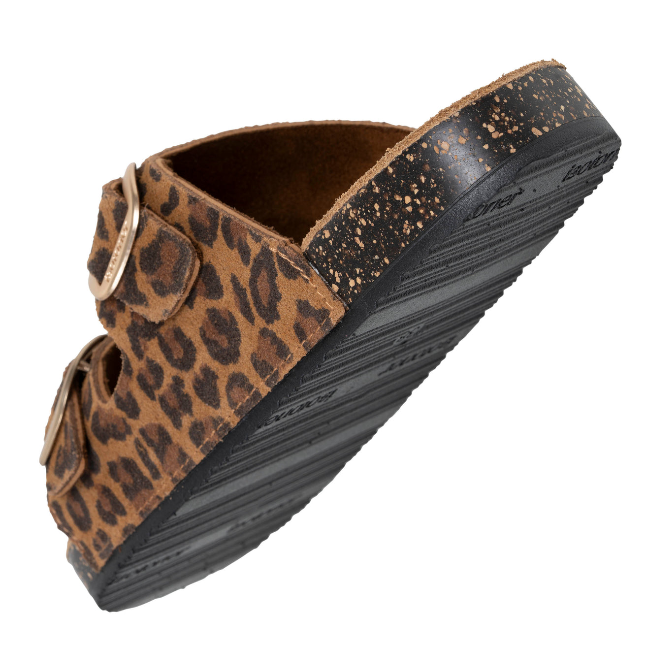 Mules sandales Femme Double Bride cuir camel Léopard