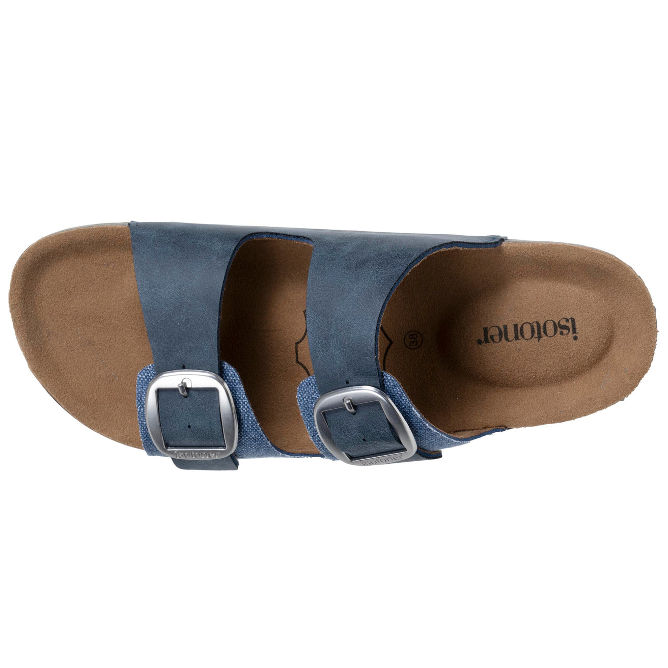 Mules Sandales Femme double bride Bleu denim