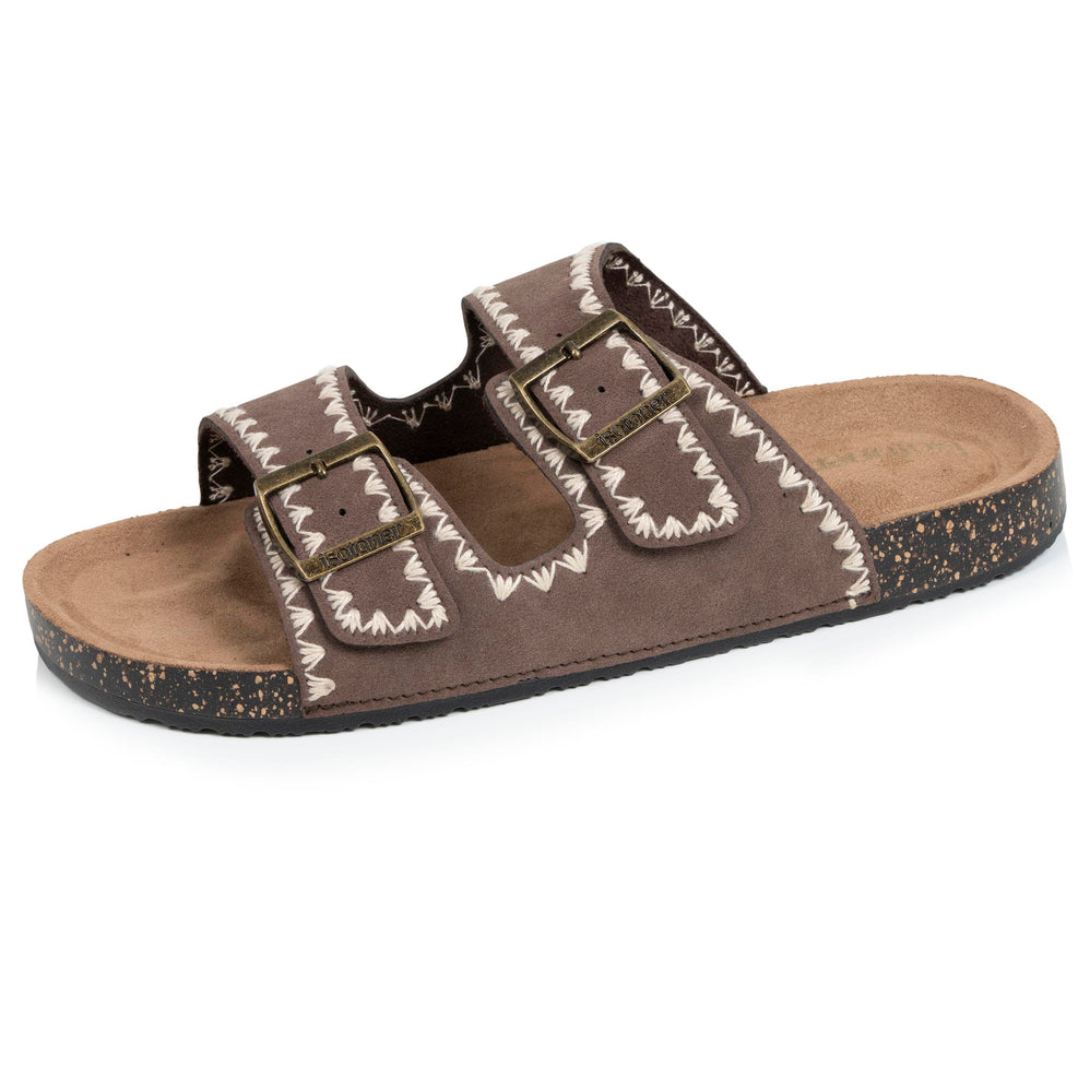 Mules sandales Femme double bride Chocolat - Isotoner
