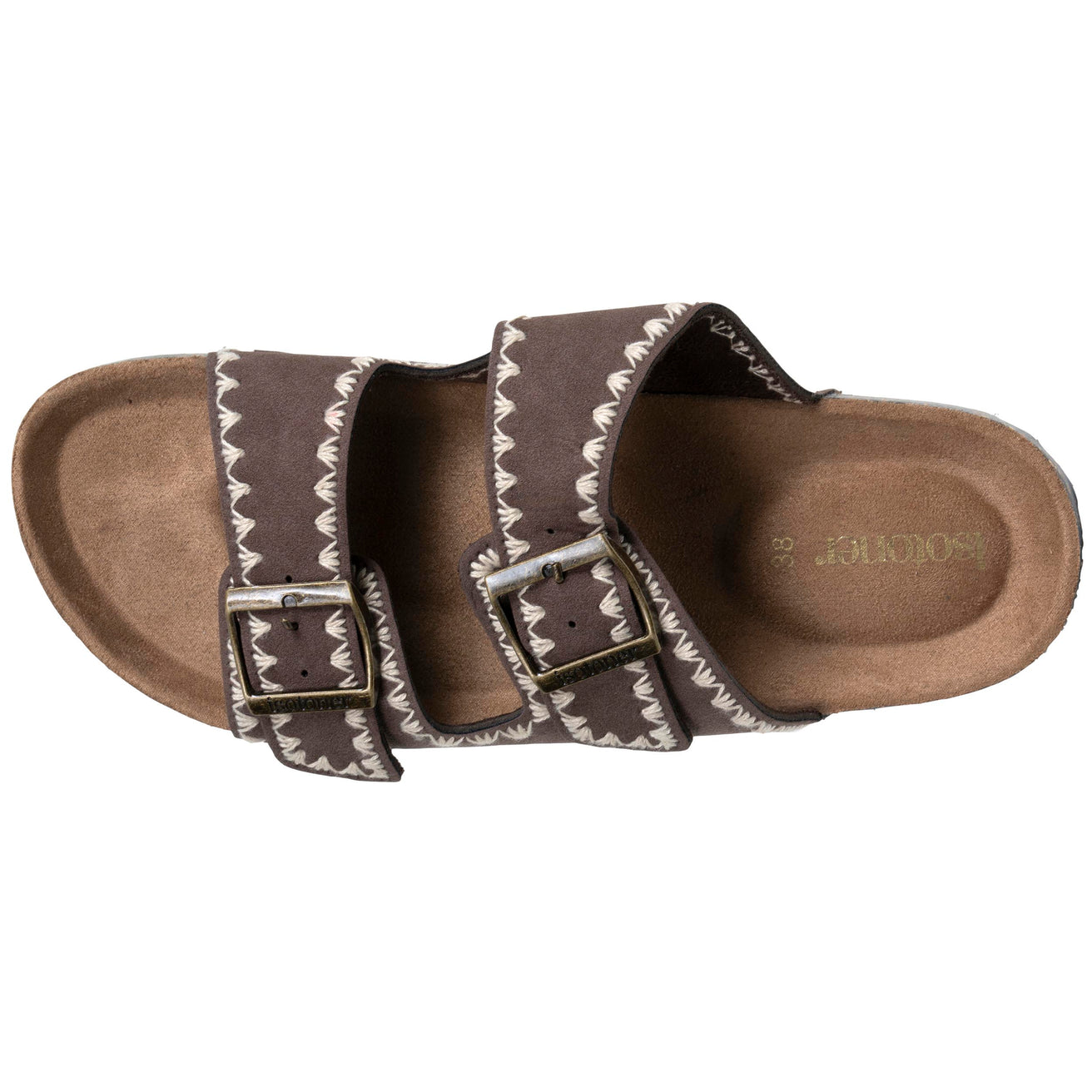 Mules sandales Femme double bride Chocolat