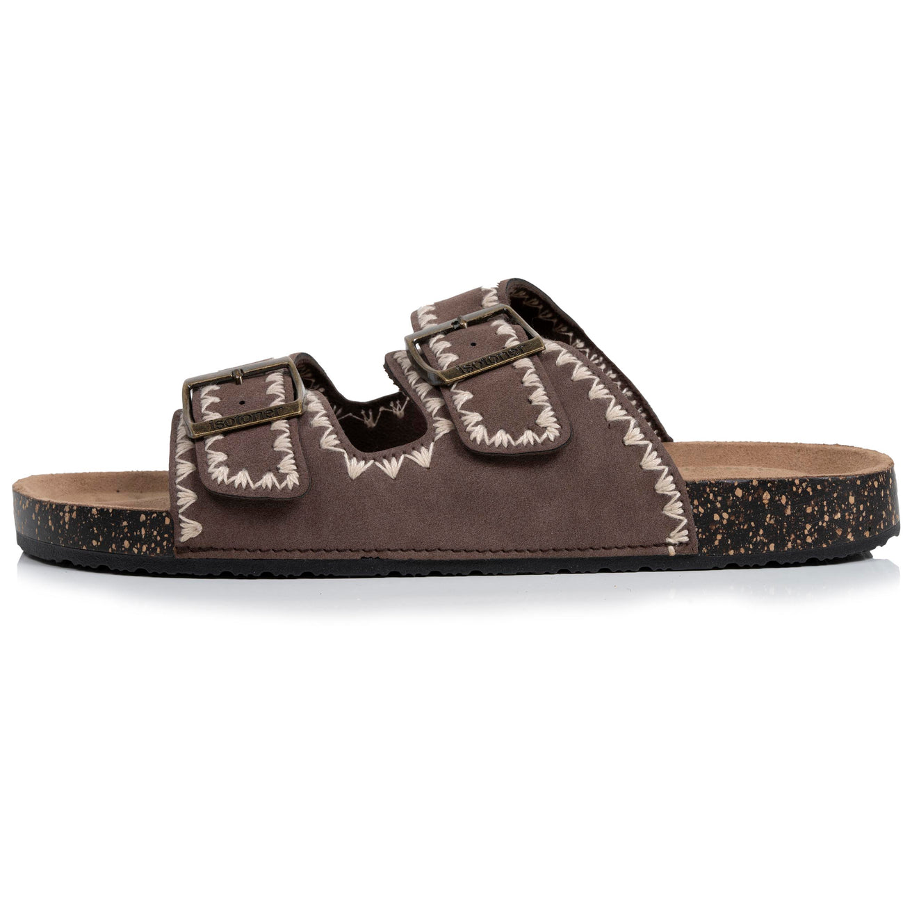 Mules sandales Femme double bride Chocolat