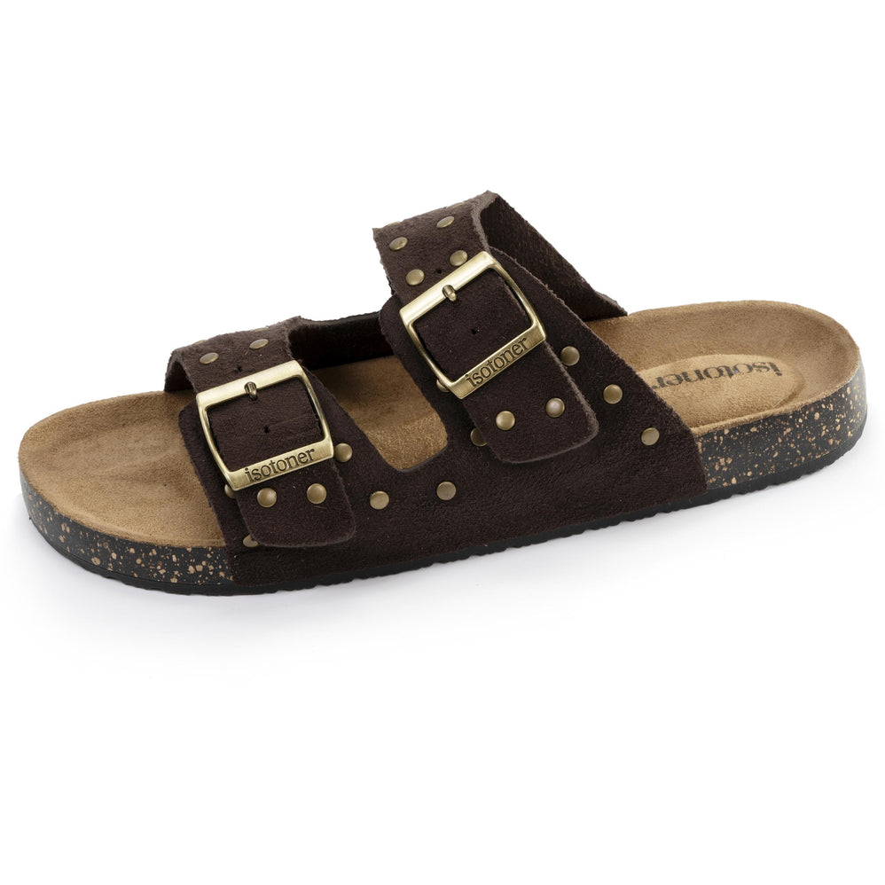 Mujer Sandalias de doble tira Chinelas Chocolate - Isotoner