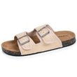 Mules sandalias Mujer Doble Correa Rafia Beige