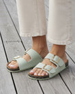 Mules sandales Femme double bride Vert d'eau