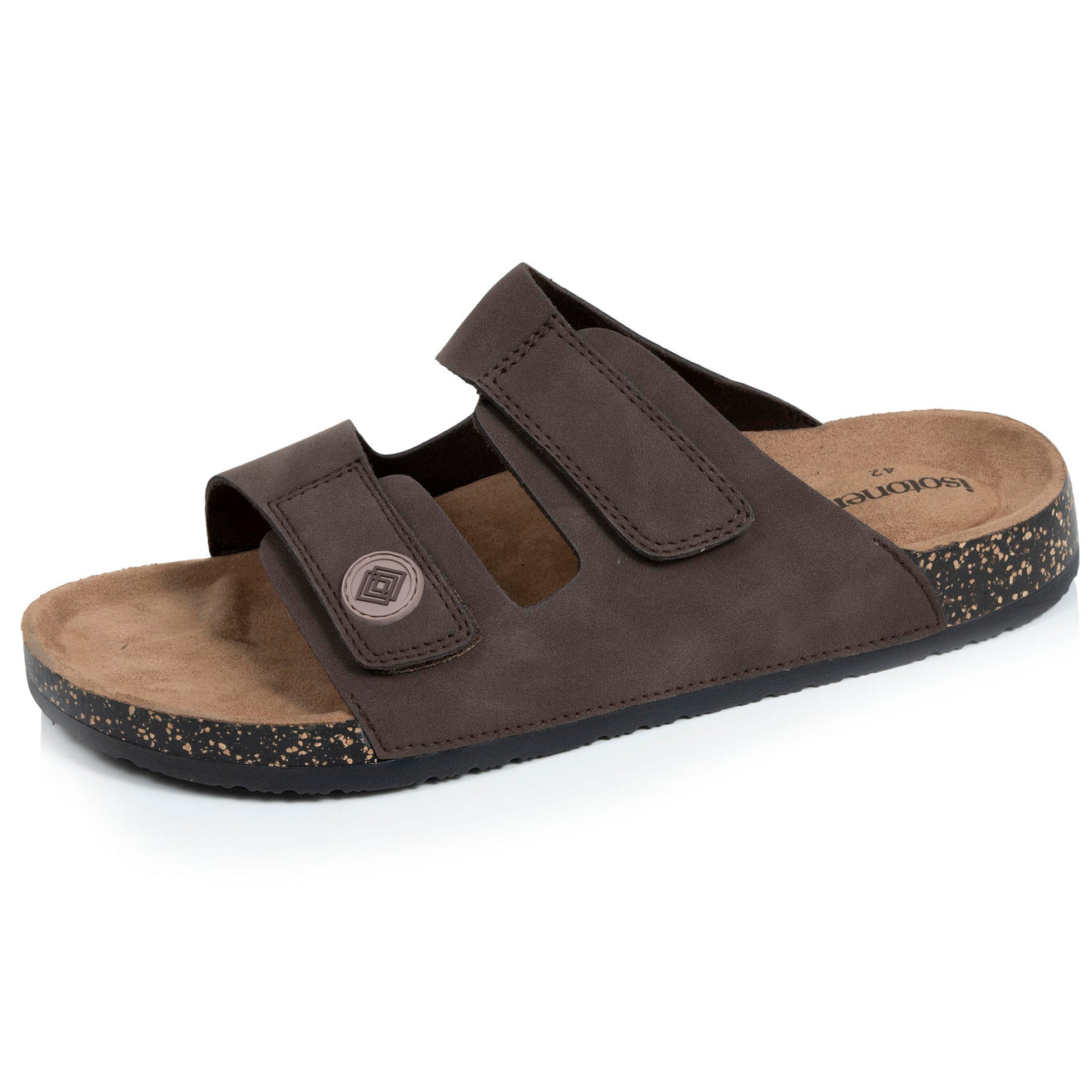 Mules sandales Homme double bride à scratch Chocolat