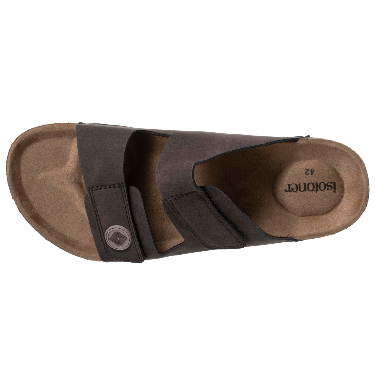 Mules sandales Homme double bride à scratch Chocolat