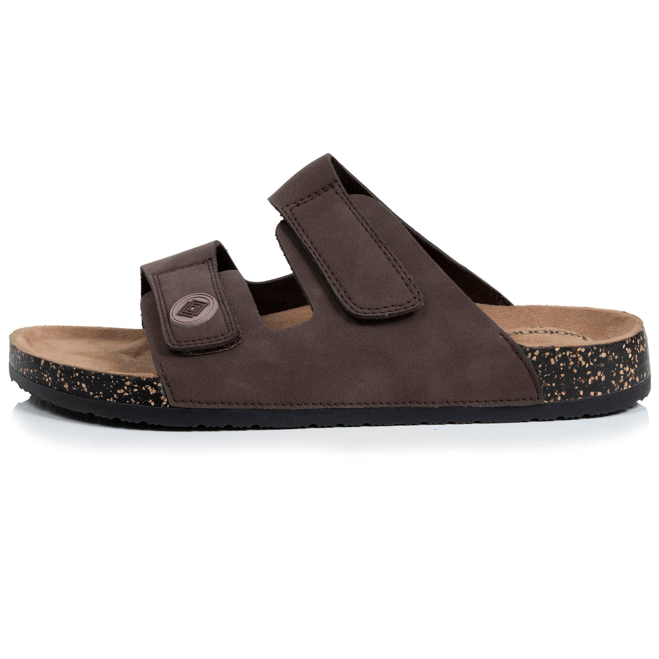 Mules sandales Homme double bride à scratch Chocolat