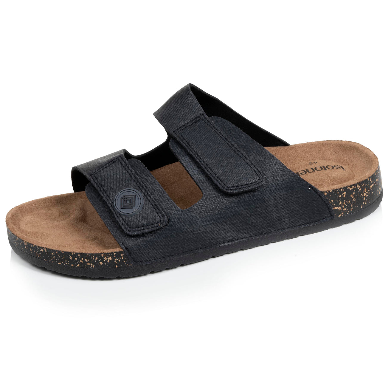 Mules sandales Homme double bride à scratch Noir