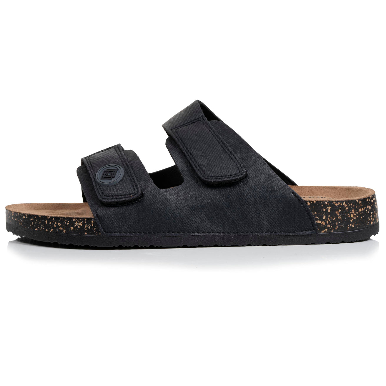 Mules sandales Homme double bride à scratch Noir