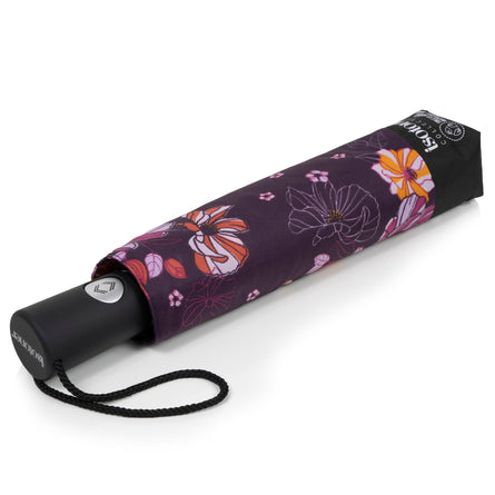 Parapluie Auto Fleurs Aubergine - Isotoner