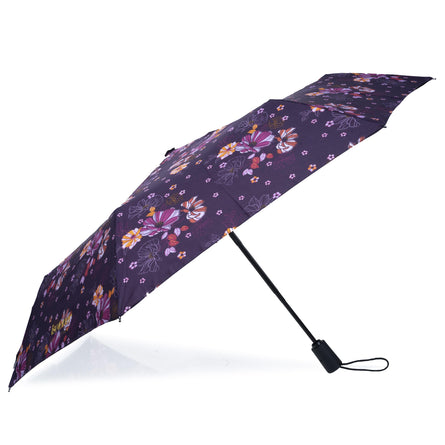Parapluie Auto Fleurs Aubergine - Isotoner