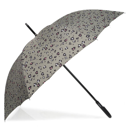 Parapluie Canne Auto Léopard Kaki - Isotoner
