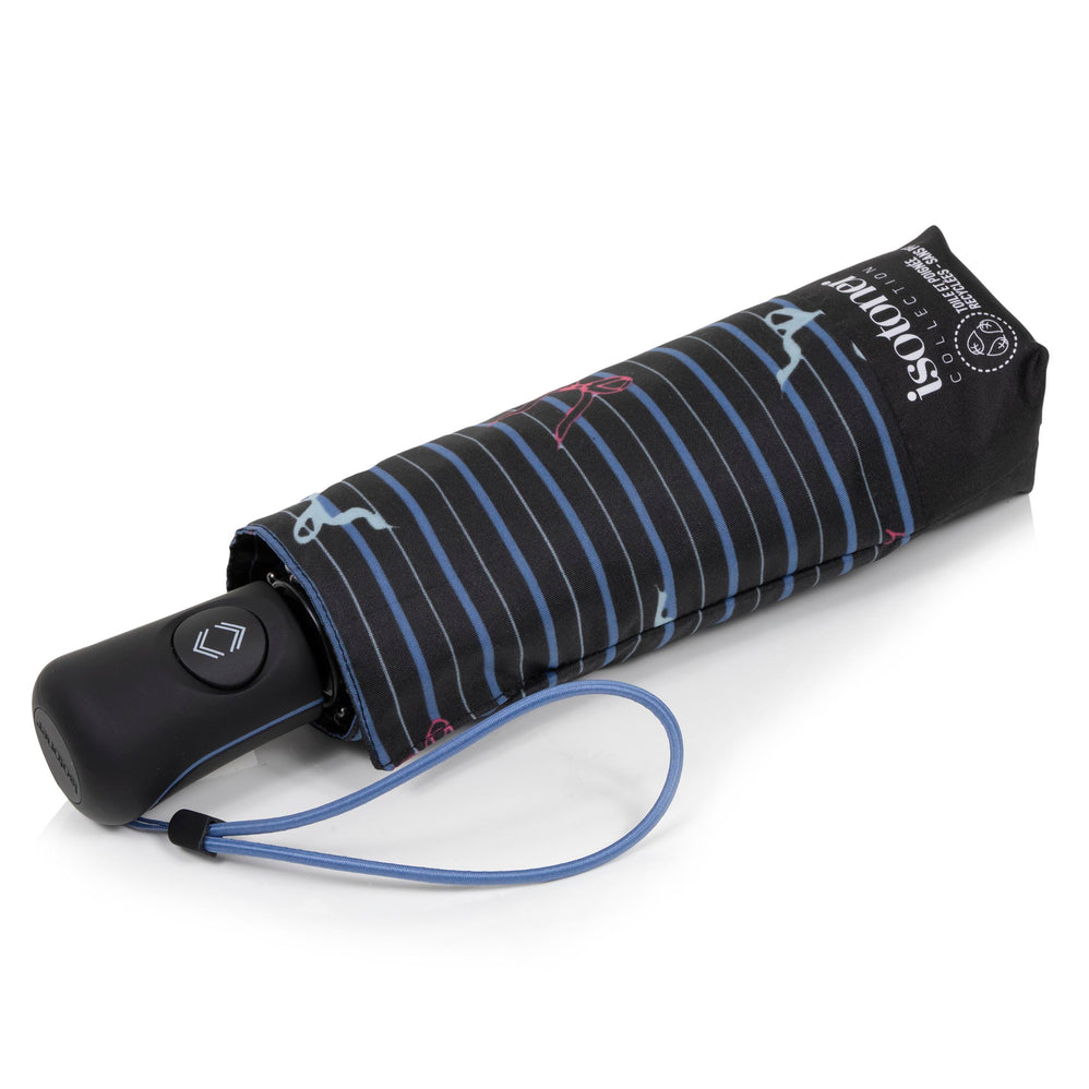 Paraguas Mini Auto Raya Lazo Azul - Isotoner