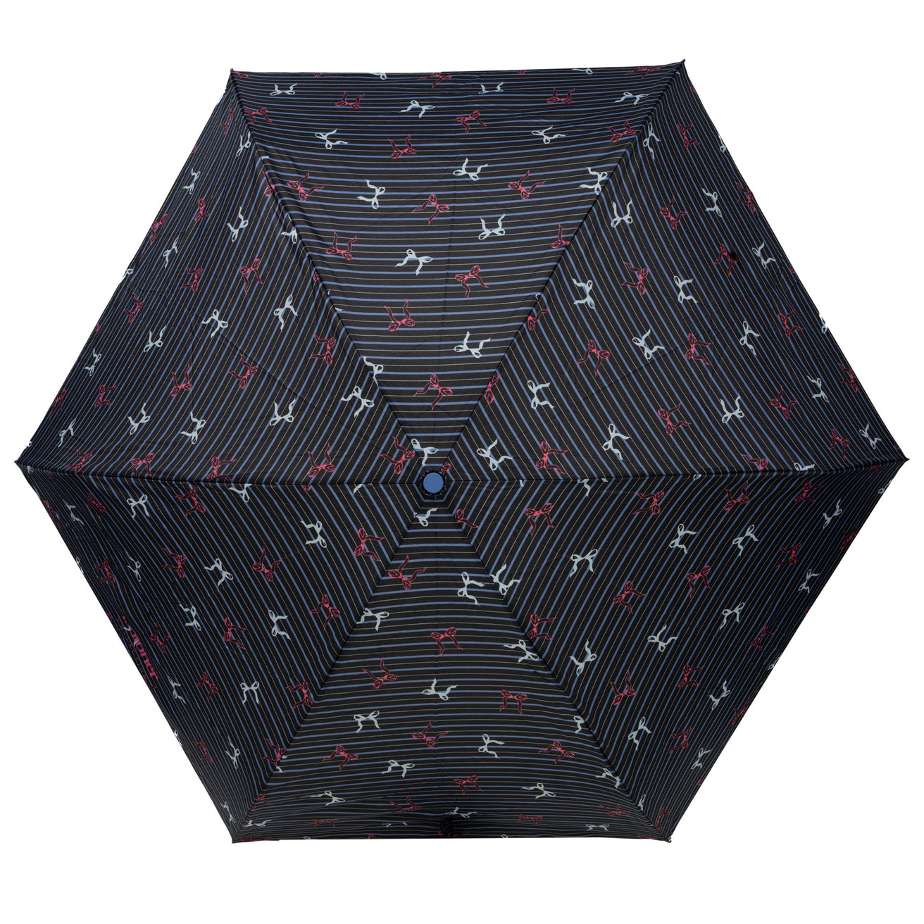 Parapluie Mini Auto Rayure Nœud Bleu