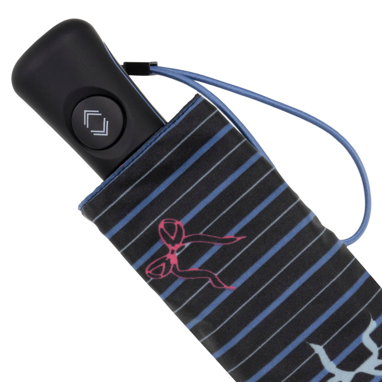 Parapluie Mini Auto Rayure Nœud Bleu