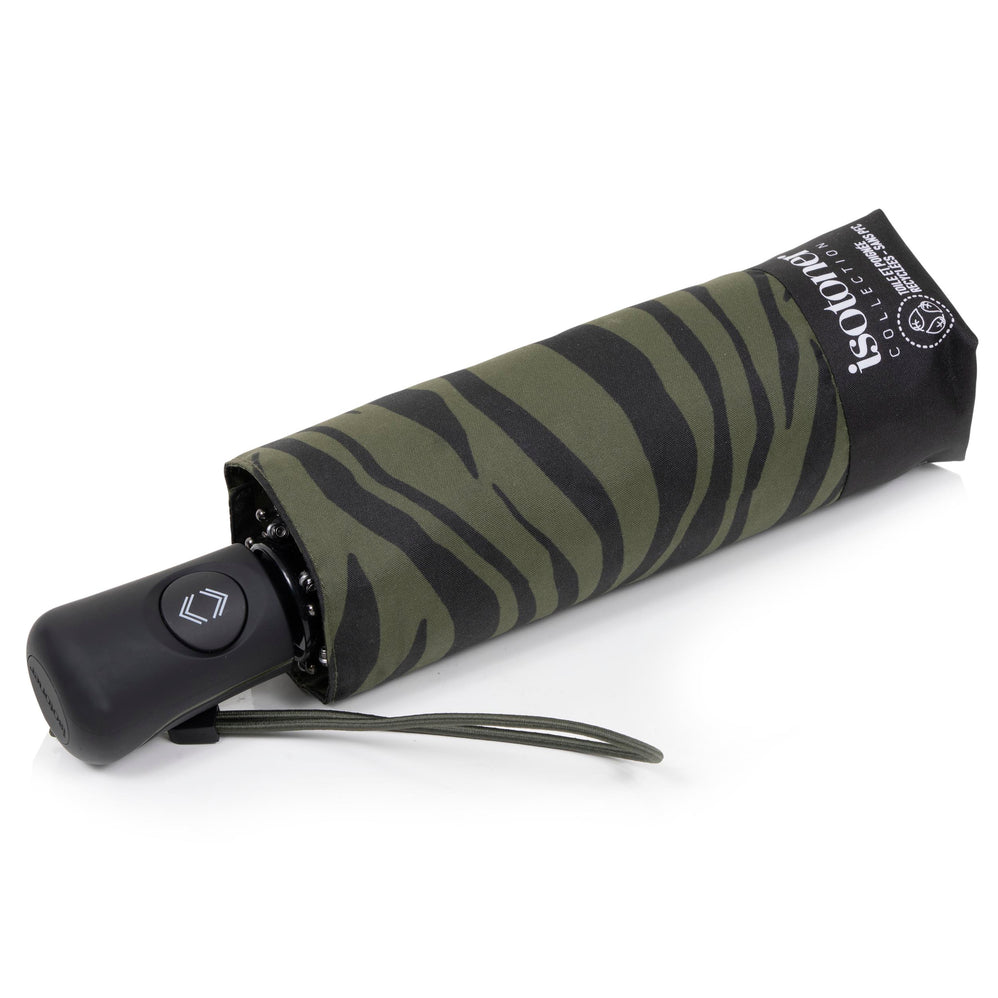 Paraguas Mini Auto Cebra Caqui - Isotoner
